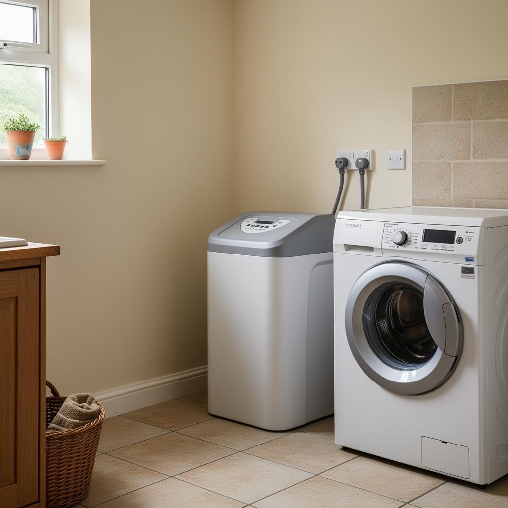 Modern utility room with a domestic water softener