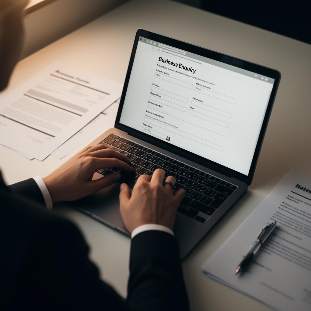 Business customer completing a bulk supply enquiry form on a laptop